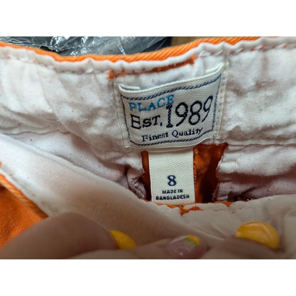 The Childrens Place Boys Orange Chino Shorts Size 8 Cotton Twill Casual Summer